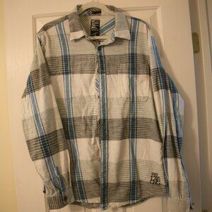 Billabong Men's Casual Buttondown Shirt, Size XLarge, Blue/Gray Plaid